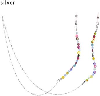 Vrouwen Lenzenvloeistof Kettingen Zwart Acryl Kralen Kettingen Anti-Slip Eyewear Cord Houder Leesbril Touw Eyewear Accessoires Sliver