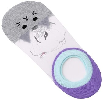 Vrouwen Leuke Kat Sport Sok Creatieve Onzichtbare Sokken Slippers Voor Vrouwen Vrouwelijke Sokken Sportkleding grijs
