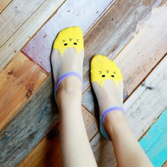 Vrouwen Leuke Kat Sport Sok Creatieve Onzichtbare Sokken Slippers Voor Vrouwen Vrouwelijke Sokken Sportkleding oranje