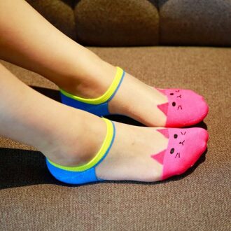 Vrouwen Leuke Kat Sport Sok Creatieve Onzichtbare Sokken Slippers Voor Vrouwen Vrouwelijke Sokken Sportkleding roos rood
