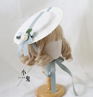 Vrouwen Lolita Vintage Hof Fee Elegante Haaraccessoires Cambric Kant Bloem Top Hoed groen
