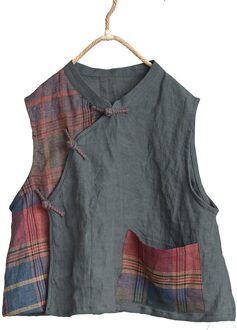 Vrouwen Losse Patchwork Linnen Vest Dames Lente Zomer Spliced Retro Mouwloze Tops Vrouwelijke Lente Zomer Vesten groen