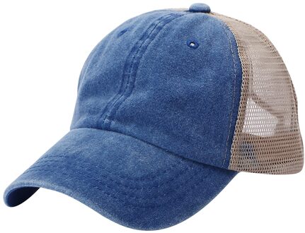 Vrouwen Mannen Ademende Strand Verstelbare Snapback Katoen Baseball Cap Mannen Vrouwen Hip Hop Vader Mesh Hoed Trucker Hoed Blauw