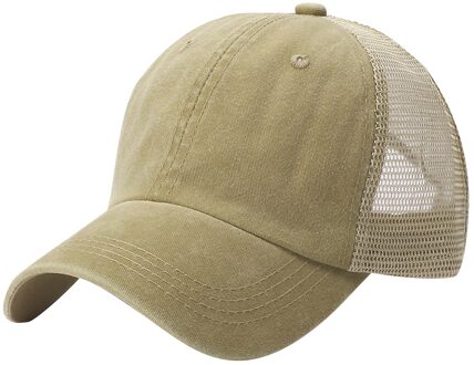 Vrouwen Mannen Ademende Strand Verstelbare Snapback Katoen Baseball Cap Mannen Vrouwen Hip Hop Vader Mesh Hoed Trucker Hoed khaki