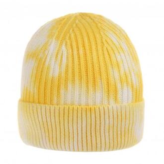 Vrouwen Mannen Cap Herfst Winter Tie-Dye Casual Outdoor Sport Mutsen Gebreide Bonnet Hat Cap Comfortabel Hip Hop Alle-Match Cap geel