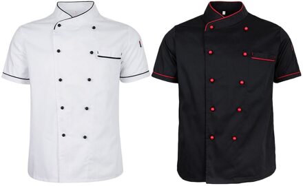 Vrouwen Mannen Duurzaam Chef-kok Jas Jas Hotel Keuken Zomer Dunne Ober Uniform Korte Mouw Chefwear M-2XL XL wit