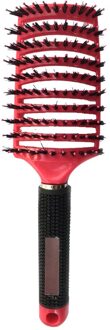 Vrouwen Mannen Haar Hoofdhuid Massage Kam Varkenshaar En Nylon Haarborstel Natte Krullend Ontwarren Haar Borstel Voor Salon Kappers Styling Tools Rood