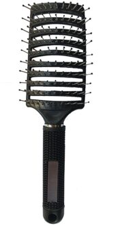 Vrouwen Mannen Haar Hoofdhuid Massage Kam Varkenshaar En Nylon Haarborstel Natte Krullend Ontwarren Haar Borstel Voor Salon Kappers Styling Tools zwart