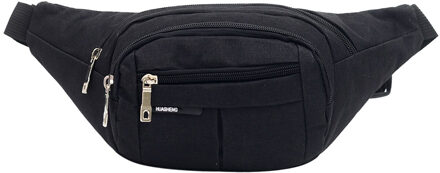 Vrouwen mannen heuptas fanny pack Outdoor dual pocket running riem Functionele effen rits Crossbody Tas Borst Telefoon portemonnee nerka Zwart