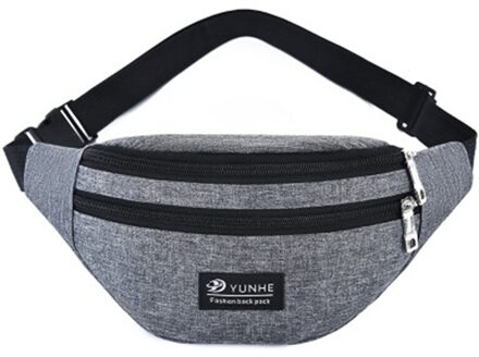 Vrouwen Mannen Kleurrijke Unisex Waistbag Riem Mobiele Telefoon Rits Pouch Packs Riem Zakken Grijs