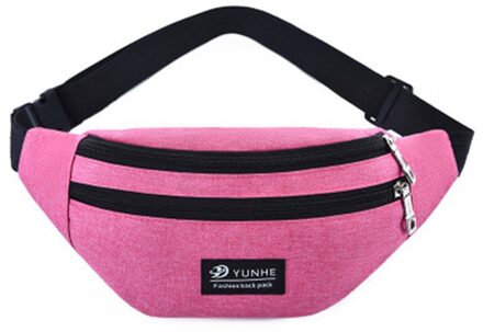 Vrouwen Mannen Kleurrijke Unisex Waistbag Riem Mobiele Telefoon Rits Pouch Packs Riem Zakken roos roze