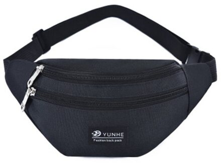 Vrouwen Mannen Kleurrijke Unisex Waistbag Riem Mobiele Telefoon Rits Pouch Packs Riem Zakken zwart