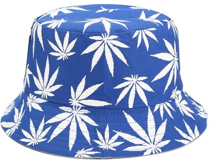 Vrouwen Mannen Paar Katoen Vissen Hoed Esdoornblad Panama Emmer Hoed Hip Hop Cap Zon Platte Top Visser Hoeden Caps boonie blauw