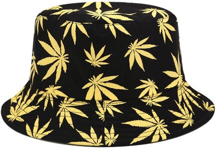 Vrouwen Mannen Paar Katoen Vissen Hoed Esdoornblad Panama Emmer Hoed Hip Hop Cap Zon Platte Top Visser Hoeden Caps boonie geel