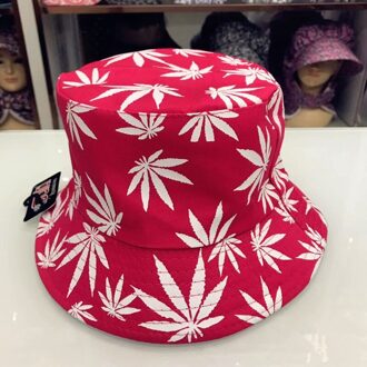 Vrouwen Mannen Paar Katoen Vissen Hoed Esdoornblad Panama Emmer Hoed Hip Hop Cap Zon Platte Top Visser Hoeden Caps boonie roos rood