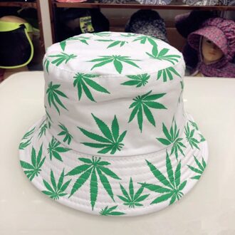 Vrouwen Mannen Paar Katoen Vissen Hoed Esdoornblad Panama Emmer Hoed Hip Hop Cap Zon Platte Top Visser Hoeden Caps boonie wit groen Leaf
