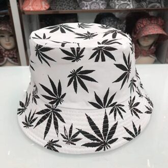 Vrouwen Mannen Paar Katoen Vissen Hoed Esdoornblad Panama Emmer Hoed Hip Hop Cap Zon Platte Top Visser Hoeden Caps boonie wit zwart Leaf