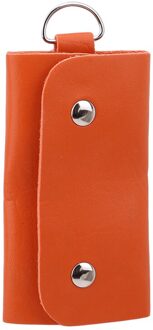 Vrouwen Mannen Pu Lederen Autosleutel Houders Keys Organizer Key Portemonnees Auto Sleutelhanger Lederen Huishoudster Sleutel Portemonnee Cover 8 kleuren oranje
