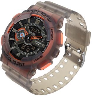 Vrouwen Mannen Quartz Horloge Digitale Sport Stopwatch Klokken Waterbestendig Vrouw Horloges Voor Meisje Man relogios oranje