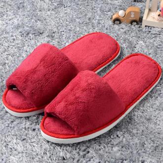 Vrouwen Mannen Thuis Anti-Slip Schoenen Zachte Winter Warm Sandaal Huis Indoor Slippers Indoor Home Slippers Warme Platte schoenen rood