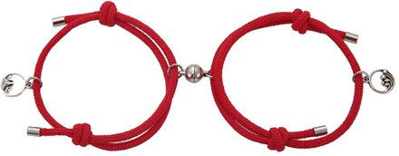 Vrouwen Mannen Touw Weven Trekken Verstelbare Legering Elkaar Paar Armband Paar Armbanden Magneet Trekken Bangle Armband rood