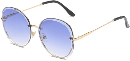 Vrouwen Mannen UV400 Ovale Lens Gradiënt Kleur Zonnebril Zomer Zon Screen Mode Straat Bril Tij Wilde Bril Gradual blauw c8