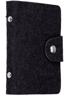 Vrouwen Mannen Voelde Zacht Pocket Zaken ID Credit Card Holder Case Wallet voor 24 Kaart Solide zwart