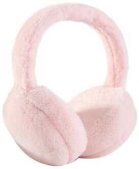 Vrouwen Mannen Winter Warm Leuke Faux Harige Oorbeschermers Hoofdband Outdoor Winddicht Effen Kleur Opvouwbare Pluizige Oor Covers Warmers roze