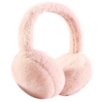 Vrouwen Mannen Winter Warm Leuke Faux Harige Oorbeschermers Hoofdband Outdoor Winddicht Effen Kleur Opvouwbare Pluizige Oor Covers Warmers vlees roze