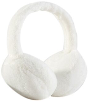Vrouwen Mannen Winter Warm Leuke Faux Harige Oorbeschermers Hoofdband Outdoor Winddicht Effen Kleur Opvouwbare Pluizige Oor Covers Warmers wit