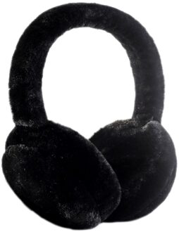 Vrouwen Mannen Winter Warm Leuke Faux Harige Oorbeschermers Hoofdband Outdoor Winddicht Effen Kleur Opvouwbare Pluizige Oor Covers Warmers zwart