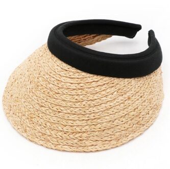 Vrouwen Mannen Zomer Handwoven Straw Zonneklep Hoed Lege Top Ademend Zonnebrandcrème Strand Sport Clip-On Baseball Cap