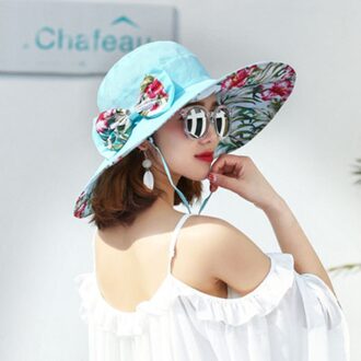 Vrouwen Meerdere Kleur Hoed Zomer Super Grote Rand Zonnehoed Afdrukken Hoed Uv Bescherming Wind Touw Vaste Strand hoed Opvouwbare 2