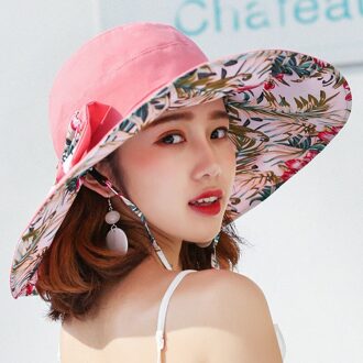 Vrouwen Meerdere Kleur Hoed Zomer Super Grote Rand Zonnehoed Afdrukken Hoed Uv Bescherming Wind Touw Vaste Strand hoed Opvouwbare 5
