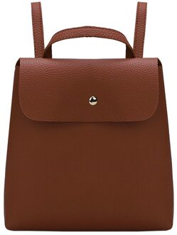 Vrouwen Meisje Rugzak Solid Soft Handvat Pure Kleur Lederen Mini Schooltas Rugzak Schoudertas # T2 Bruin