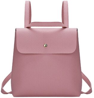 Vrouwen Meisje Rugzak Solid Soft Handvat Pure Kleur Lederen Mini Schooltas Rugzak Schoudertas # T2 Roze