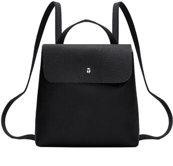 Vrouwen Meisje Rugzak Solid Soft Handvat Pure Kleur Lederen Mini Schooltas Rugzak Schoudertas # T2 zwart