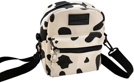 Vrouwen Meisjes Cartoon Koe Print Schouder Crossbody Bag Lady Tote Satchel Purse Beige