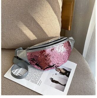 Vrouwen Meisjes Fanny Pack Shiny Sequin Taille Heup Tas Met Verstelbare Riem Vrouwelijke Mode Taille Packs Roze