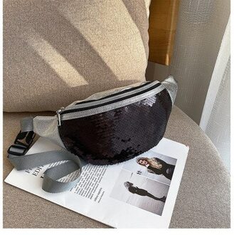 Vrouwen Meisjes Fanny Pack Shiny Sequin Taille Heup Tas Met Verstelbare Riem Vrouwelijke Mode Taille Packs zwart