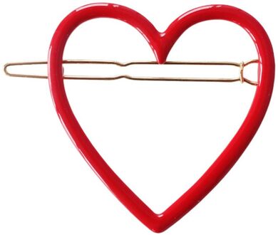 Vrouwen Meisjes Mode Metalen Hart Haarspelden Rode Effen Kleur Bb Barrette Hoofddeksels