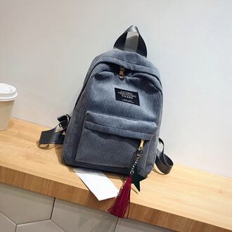 Vrouwen Meisjes Rugzakken School Rugzakken Voor Tiener Meisjes Kwastje Schooltas Soulder Tas Gestreepte Rugzak Reistassen Mochila Grijs