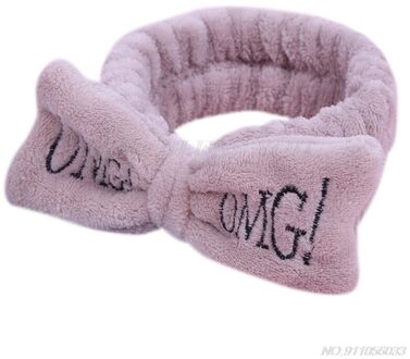 Vrouwen Meisjes Spa Brede Hoofdband Leuke Strik Omg Brieven Geborduurde Haarband Elastische Make Flanel Tulband D18 20 Chocolade