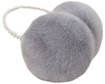 Vrouwen Meisjes Winter Pluizige Pluche Oorbeschermers Imitatie Parel Kralen Hoofdband Dikker Oor Warmer Prinses Kids Party Styling Hoofddeksels grijs
