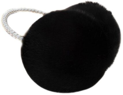 Vrouwen Meisjes Winter Pluizige Pluche Oorbeschermers Imitatie Parel Kralen Hoofdband Dikker Oor Warmer Prinses Kids Party Styling Hoofddeksels zwart