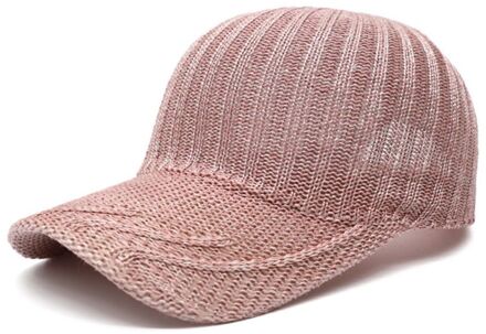 Vrouwen Mesh Zomer Gebreide Baseball Cap Ademend Mesh Effen Kleur Casual Outdoor Reizen Verstelbare Snapback Piekte Hoed roze