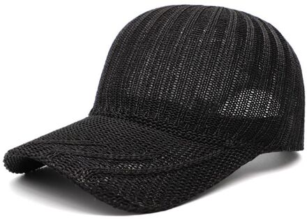 Vrouwen Mesh Zomer Gebreide Baseball Cap Ademend Mesh Effen Kleur Casual Outdoor Reizen Verstelbare Snapback Piekte Hoed zwart