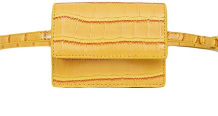 Vrouwen Mini Heuptas Trendy Kunstleer Krokodil Patroon Fanny Pack Met Afneembare Riem geel