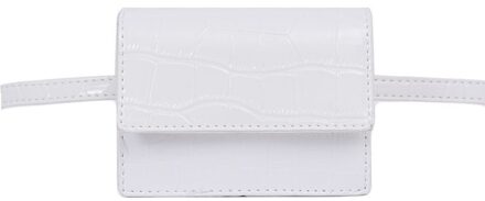 Vrouwen Mini Heuptas Trendy Kunstleer Krokodil Patroon Fanny Pack Met Afneembare Riem wit