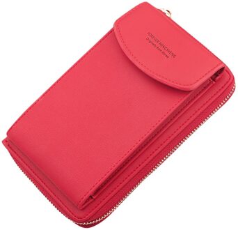 Vrouwen Mobiele Telefoon Zak Gesp Schoudertas Messenger Bag Grote Capaciteit Portemonnee Crossbody Tassen Voor Vrouwen Bolsa Feminina # S rood